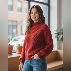 Nine West Rich Red Turtleneck Sweater size S